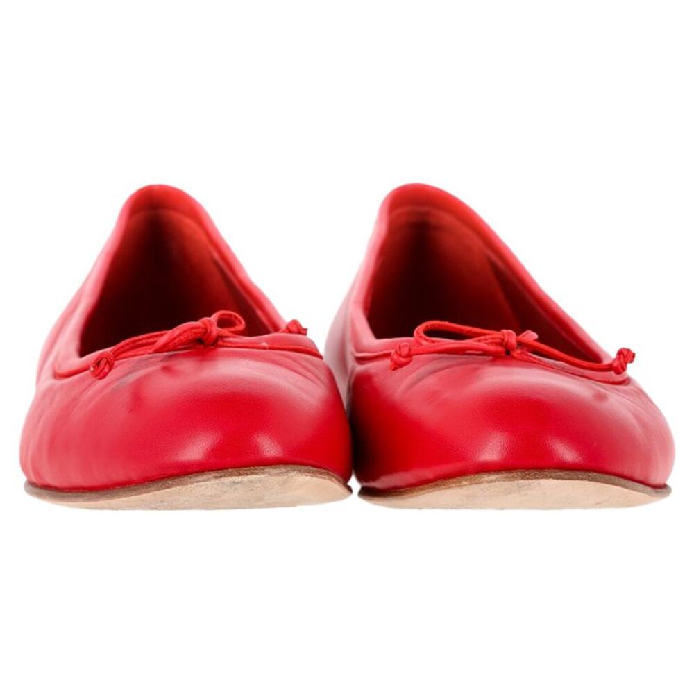 Manolo Blahnik Veralli Bow-Detailed Ballet Flats in Red Leather - Picture 2 of 6